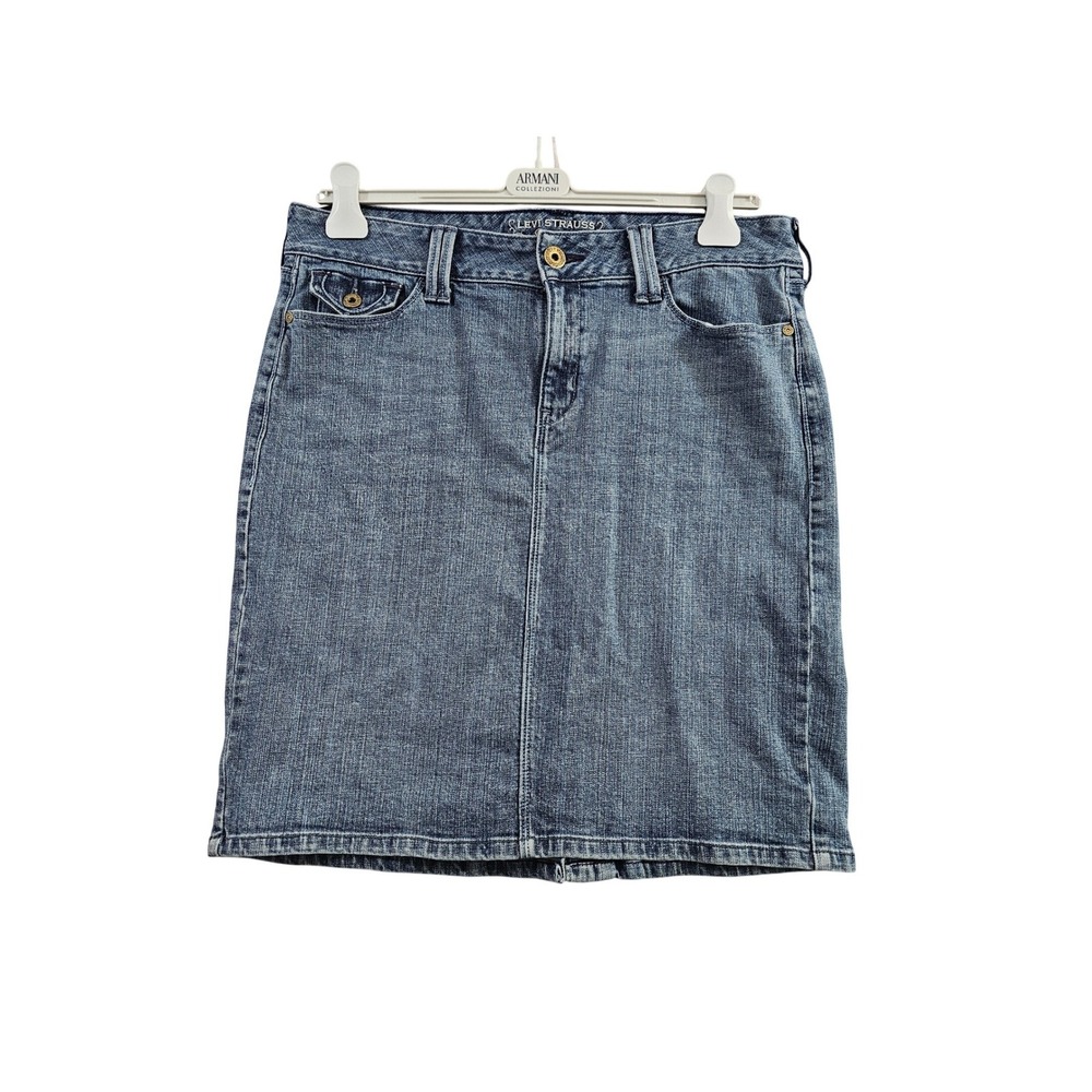 Levi Strauss Signature Denim Skirt Women Size 12 Blue Medium Wash Cotton Stretch